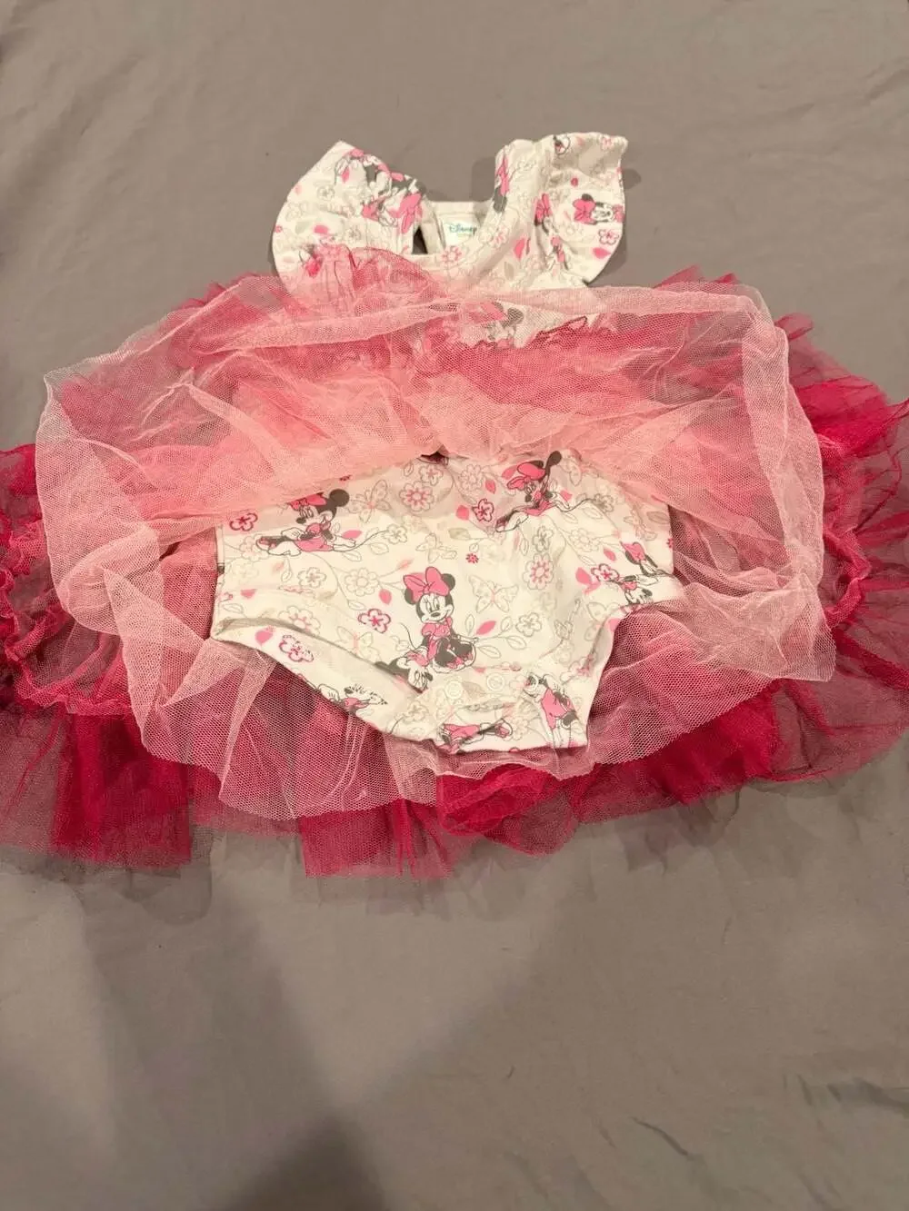 Disney Baby Minnie Mouse Tutu Dress Size 12M White Pink
